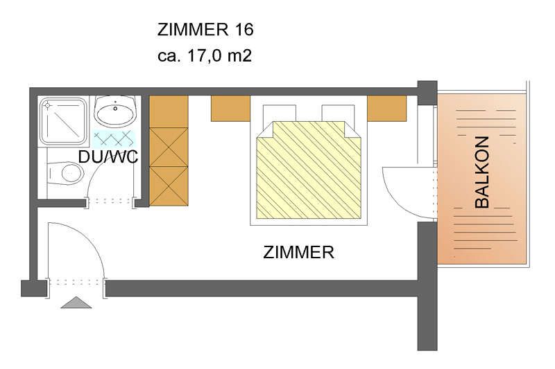Grundriss Zimmer 16 im Haflingerhof