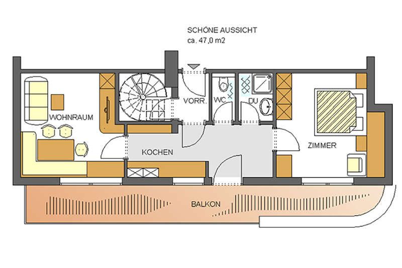Layout Apartment Schöne Aussicht