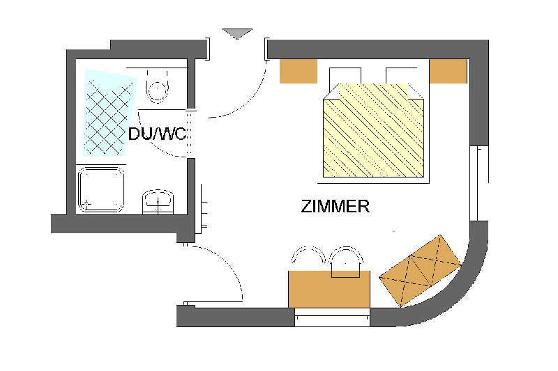Grundriss von Zimmer 12 im Haflingerhof